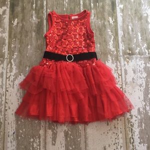 Purrfect red sparkle dress with belt
